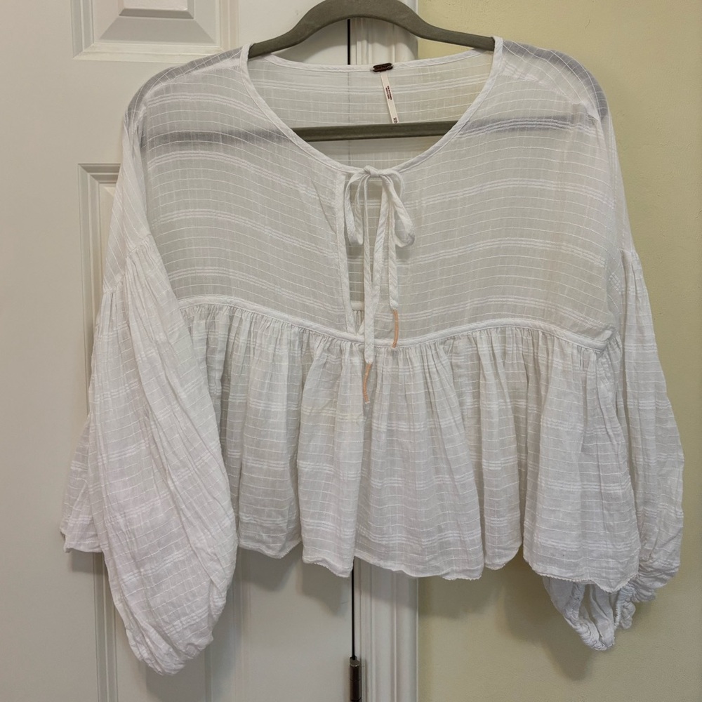 Free People White babydoll crop blouse